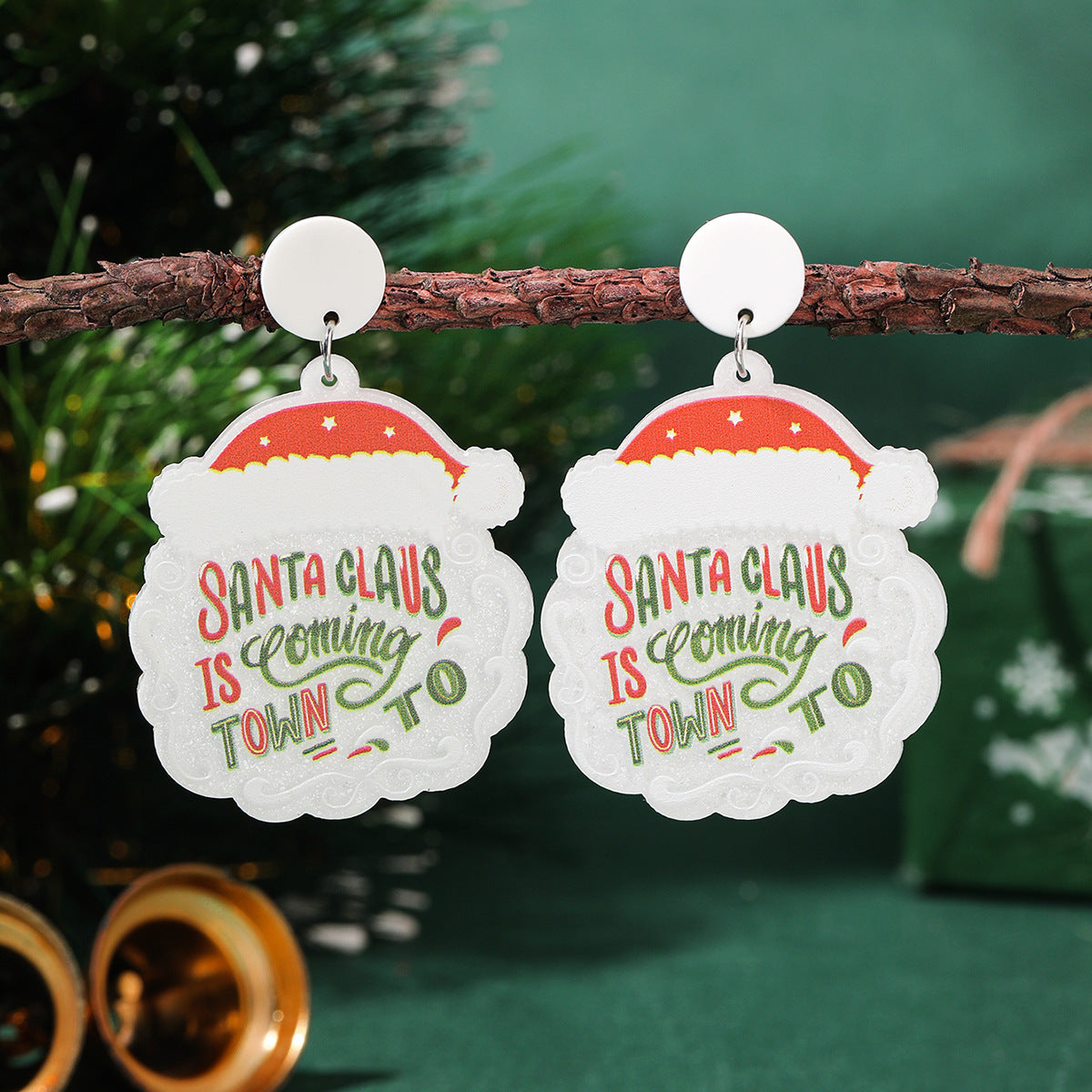 Wholesale Christmas tree earrings love acrylic Christmas ladies earrings